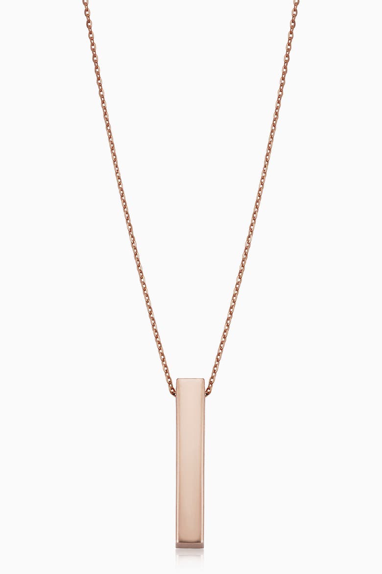 10K Gold Brooklyn Bar Pendant Necklace, Main, color, Rose Gold