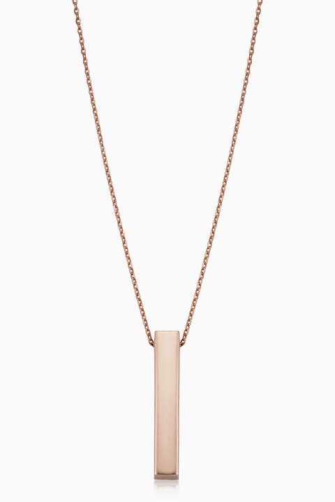 10K Gold Brooklyn Bar Pendant Necklace