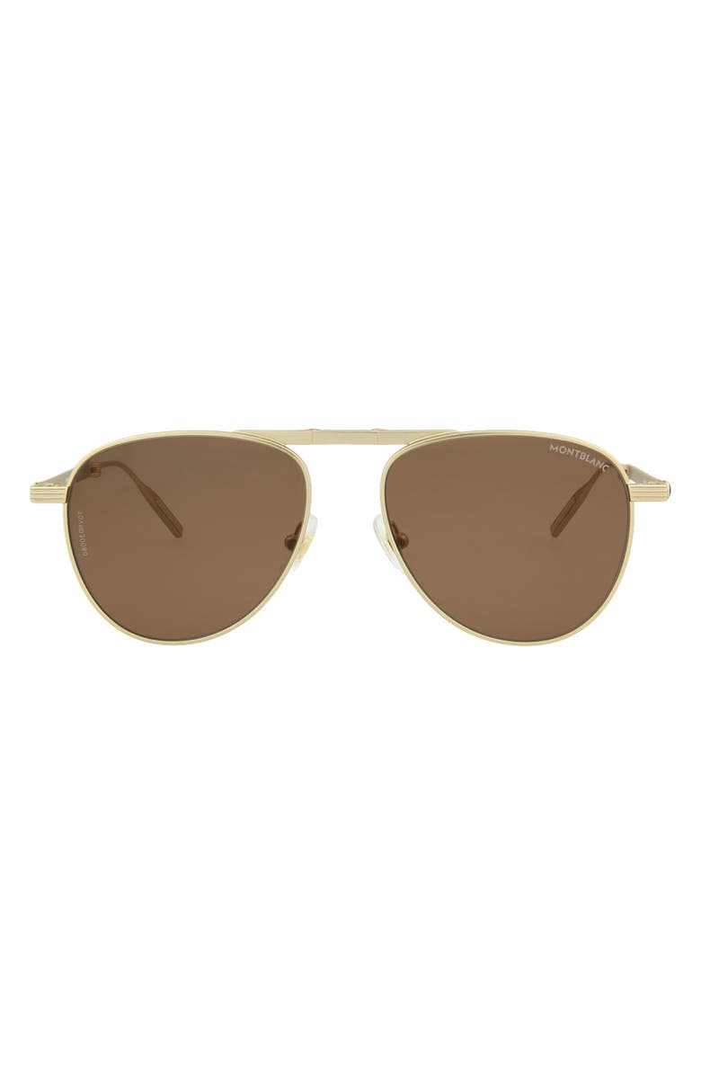 Montblanc 54mm Pilot Sunglasses, Main, color, Gold Gold Brown