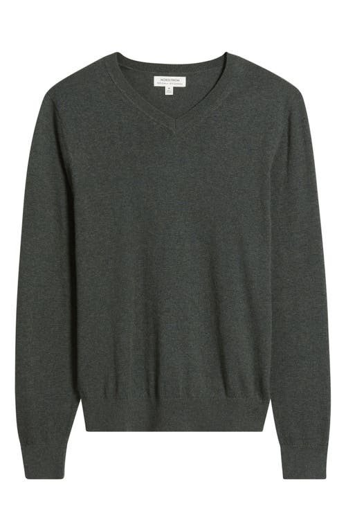 Nordstrom Cotton & Cashmere V-neck Sweater In Gray