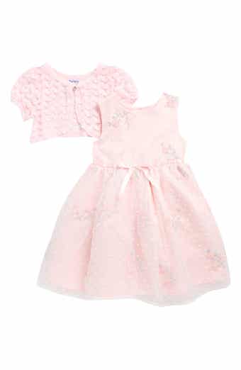 BLUEBERRY Kids' Embroidered Organza Party Dress & Shrug Set