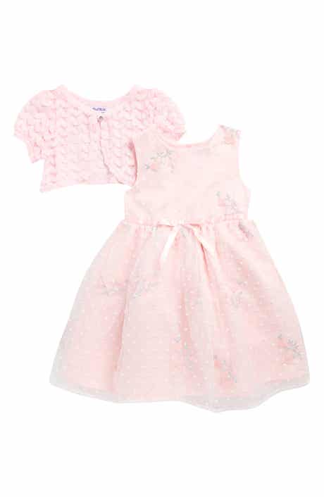 BLUEBERRY Kids' Embroidered Organza Party Dress & Shrug Set