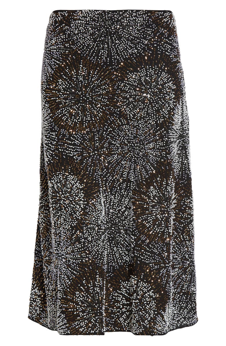 Rabanne Firework Embellished Crepe Midi Skirt, Main, color, Black
