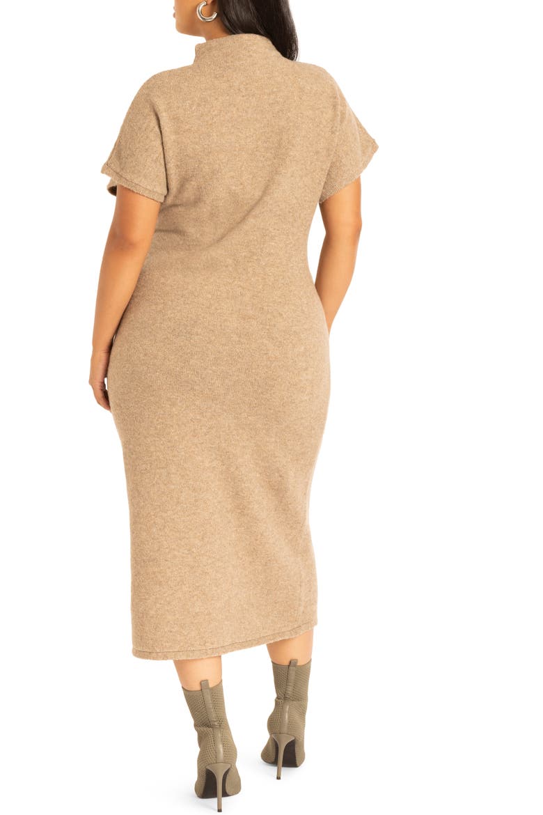 Short Sleeve Sweater Dress, Alternate, color, CARTOUCHE