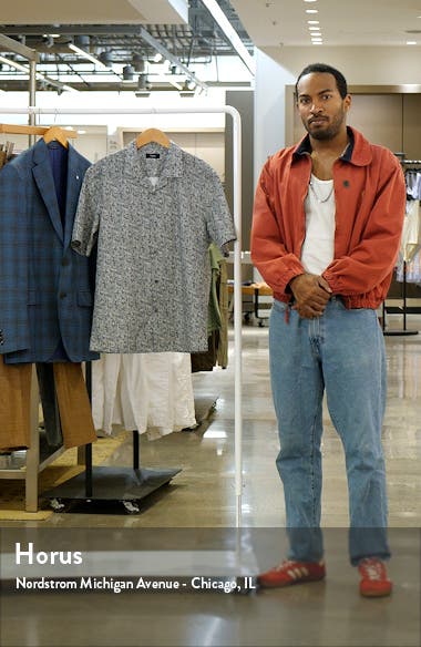 Theory Daze Grid Leaf Camp Shirt (Men) | Nordstromrack