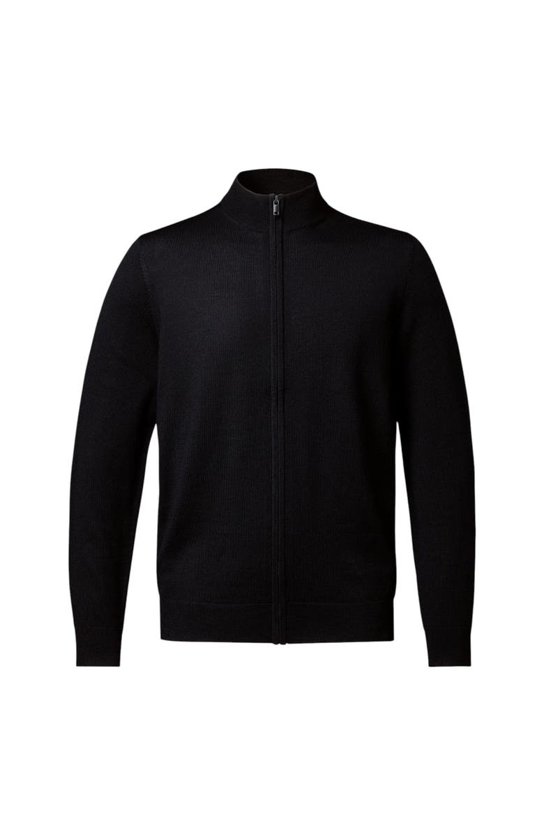 Charles Tyrwhitt Pure Merino Full Zip Through Cardigan, Alternate, color, Black