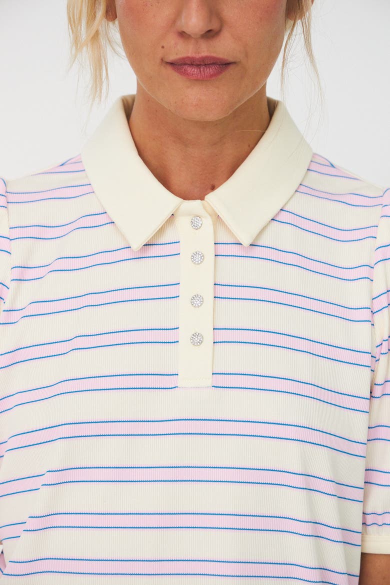 Kleocras Striped Polo Shirt, Alternate, color, Creme Lilac Stripe