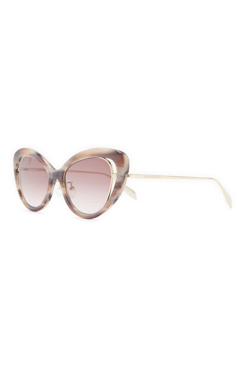 Alexander McQueen 53mm Cat Eye Sunglasses, Alternate, color, PINK GOLD VIOLET