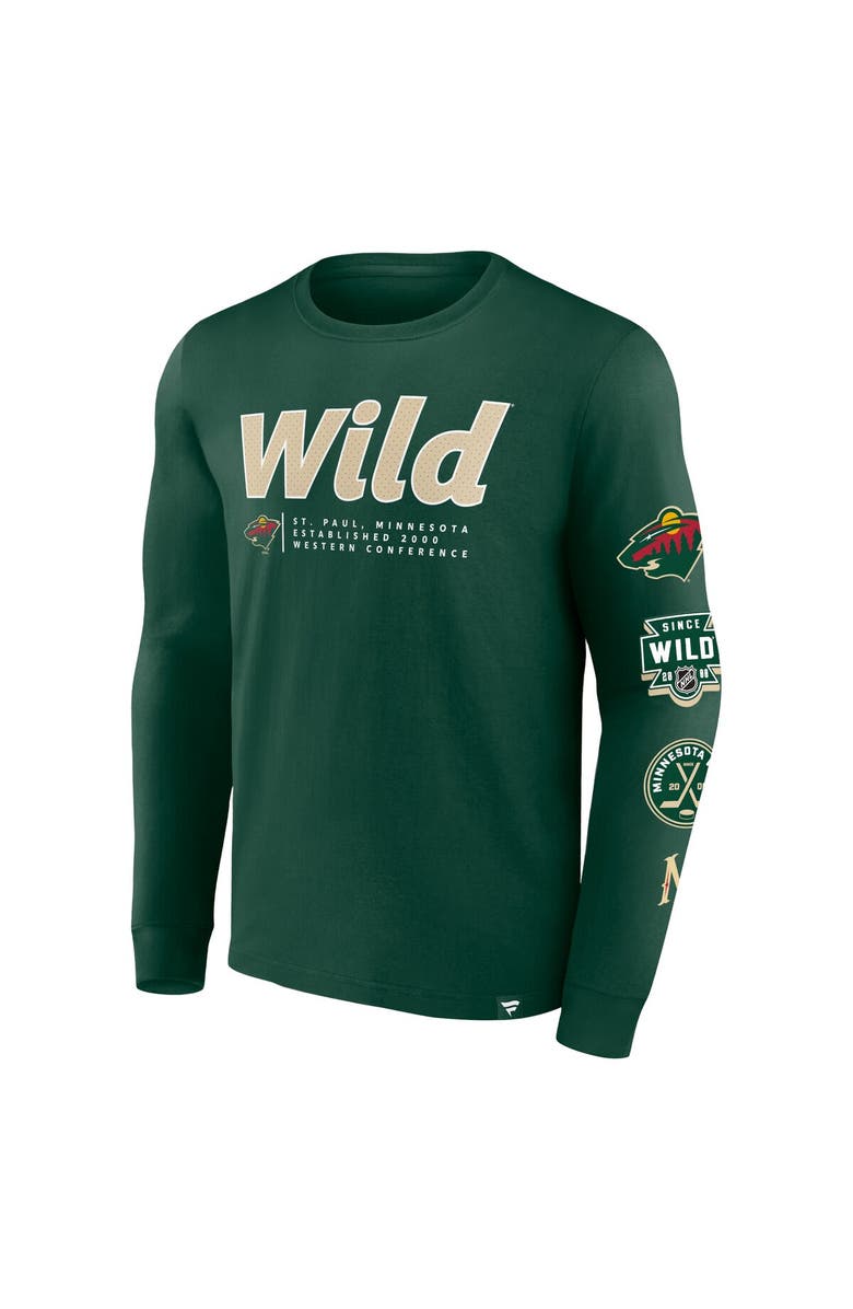 FANATICS Men's Fanatics Branded Green Minnesota Wild Strike the Goal Long Sleeve T-Shirt, Alternate, color, Green