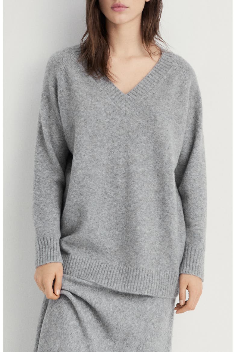 Oversize V-Neck Sweater, Main, color, GREY