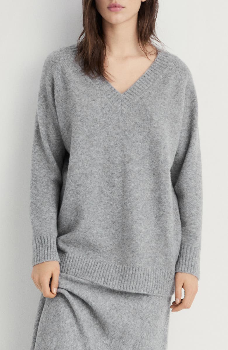 MANGO Oversize V-Neck Sweater, Main, color,