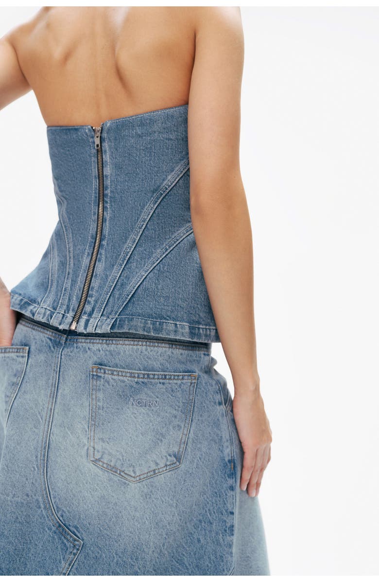 Nocturne Sweetheart Neckline Denim Blouse, Alternate, color, 