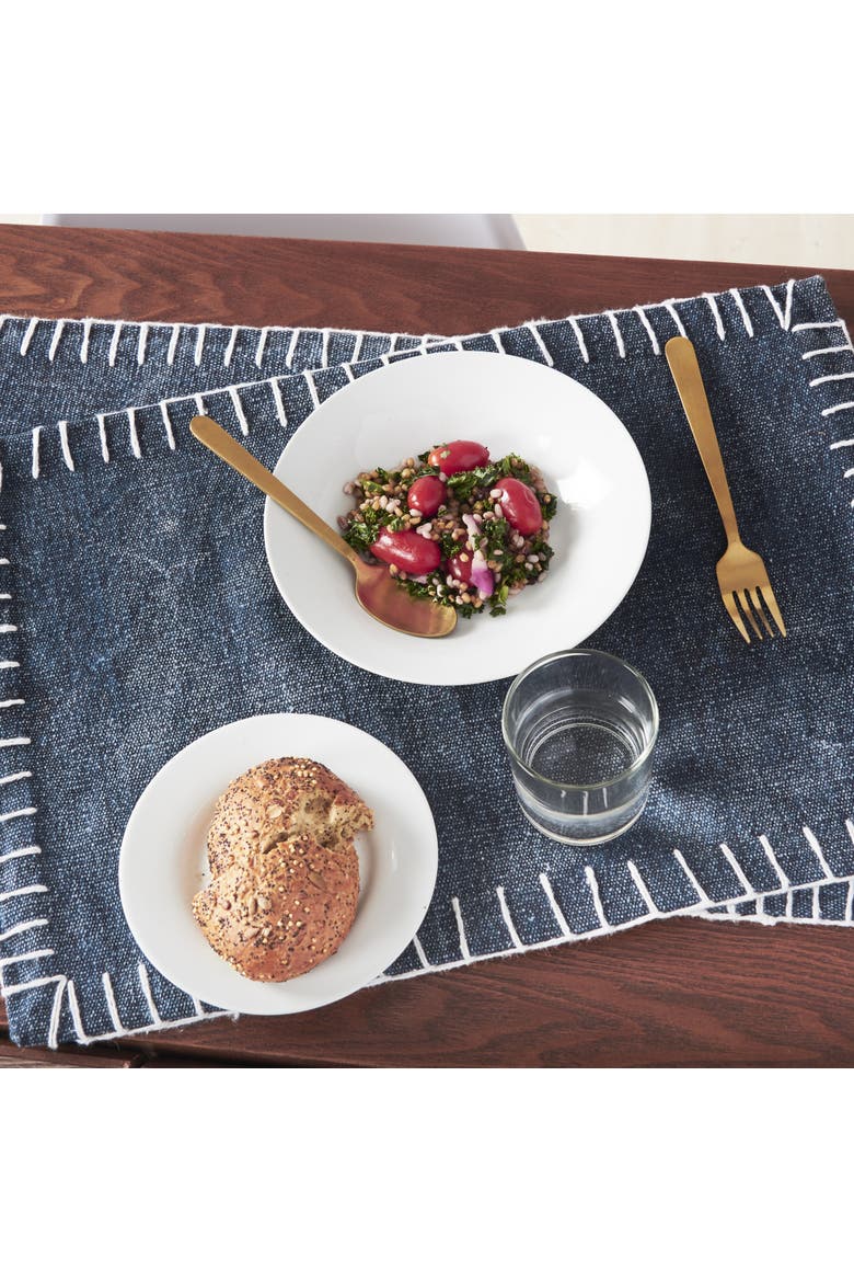 Carter Stitching Placemats Set of 4 14" x 20", Alternate, color, Blue