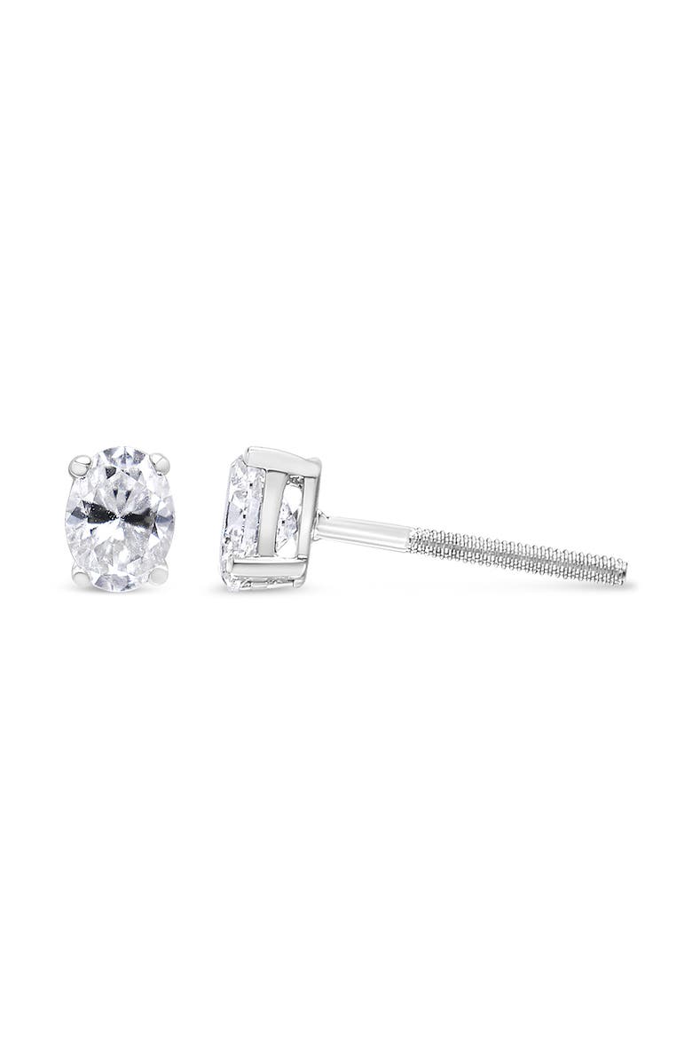 14K White Gold 1/2 Ct Lab Grown Oval Solitaire Diamond Stud Earrings, Alternate, color, White