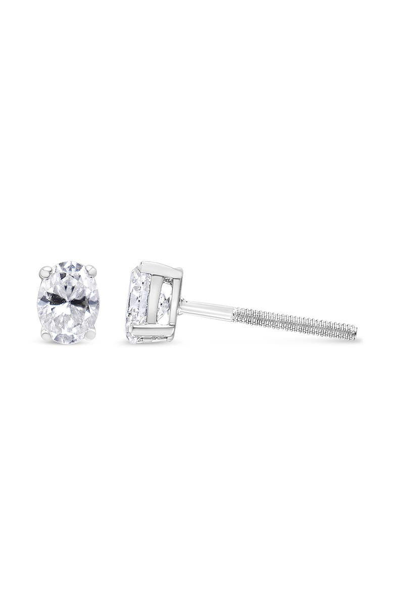 Haus of Brilliance 14K White Gold 1/2 Ct Lab Grown Oval Solitaire Diamond Stud Earrings, Alternate, color, White
