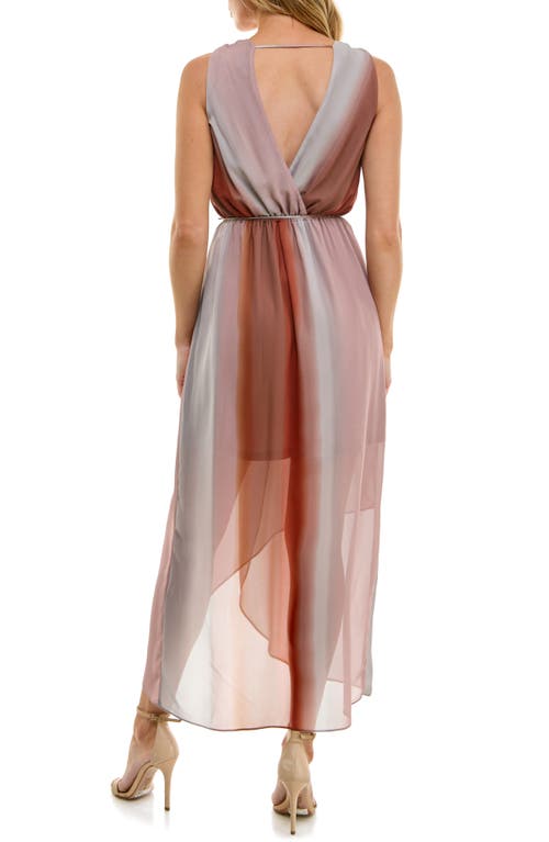 Socialite Chiffon Surplice Midi Dress In Rust Multi