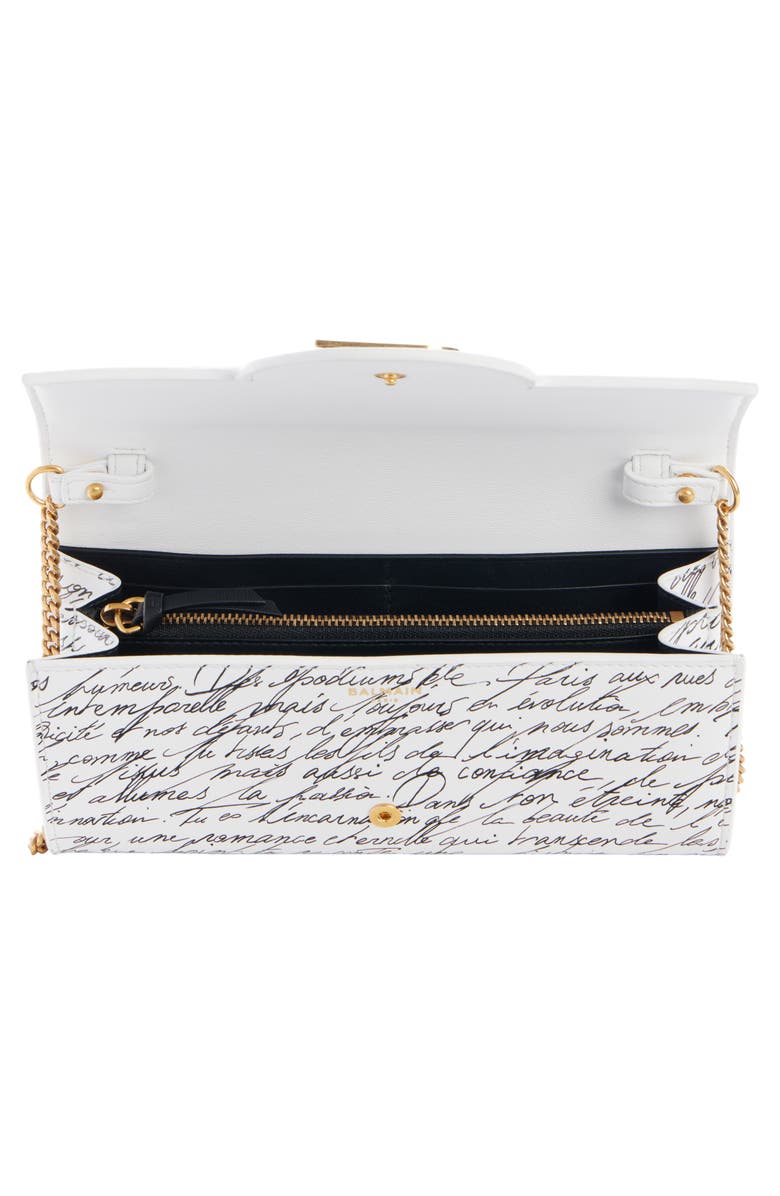 Balmain B-Buzz Printed Leather Wallet on a Chain, Alternate, color,