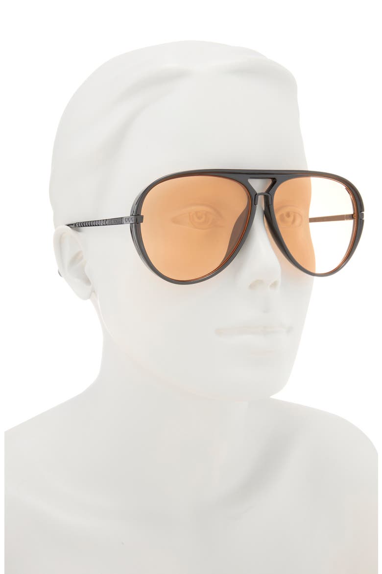 60mm Aviator Sunglasses, Alternate, color, BLACK OPAQUE