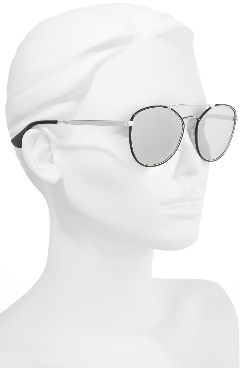 Prada 55mm Mirrored Aviator Sunglasses, Alternate, color, Blk Gry Mr