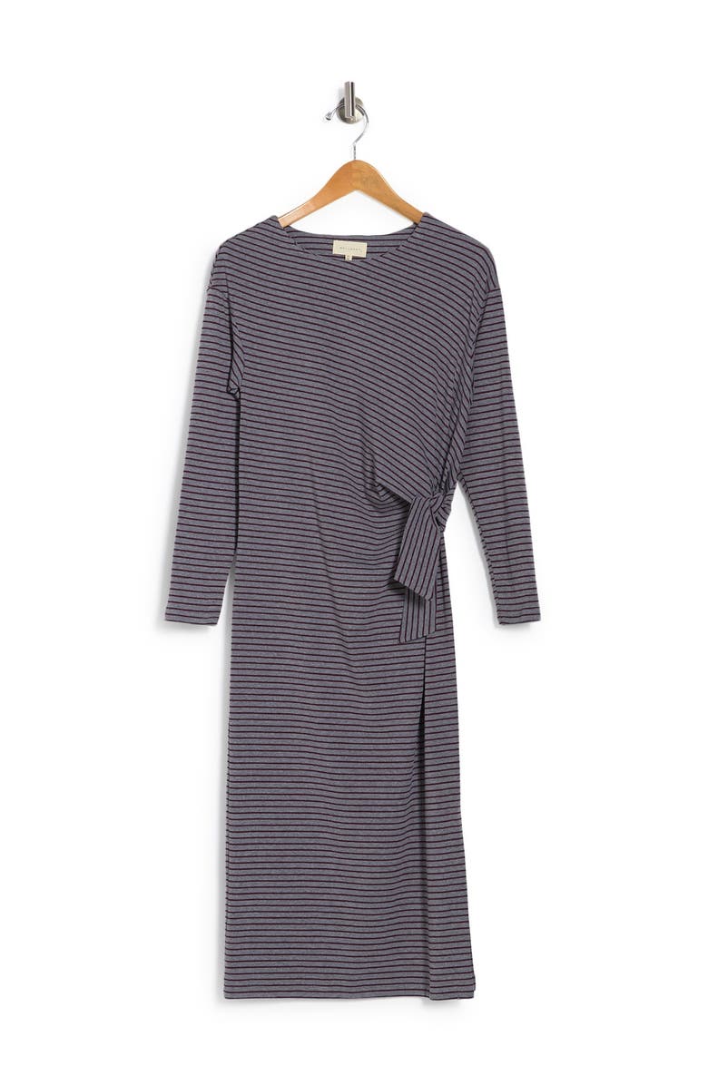 MELLODAY Cozy Striped Long Sleeve Side Tie Midi Dress, Alternate, color,