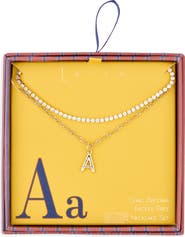 Leith Initial & Cubic Zirconia Necklace Set