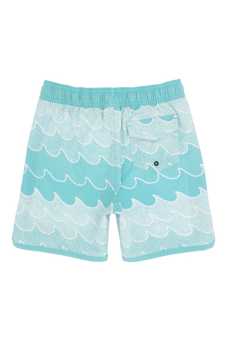 Kids' Scallop UPF 50+ Board Shorts, Alternate, color, SEA JET