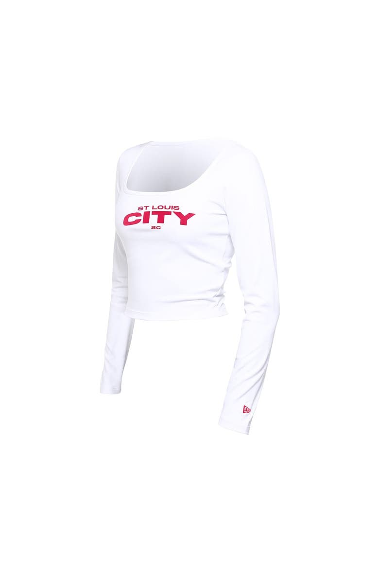 5TH AND OCEAN BY NEW ERA Women's 5th & Ocean by New Era White St. Louis City SC Leisure Cropped Long Sleeve T-Shirt, Alternate, color, White