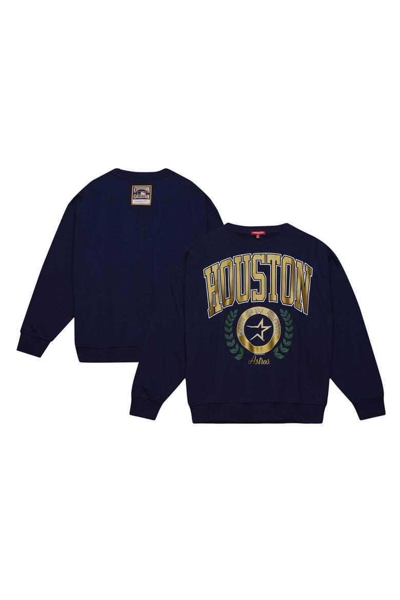 Women's Mitchell & Ness Navy Houston Astros Cooperstown Collection Logo Pullover Sweatshirt, Alternate, color, Navy