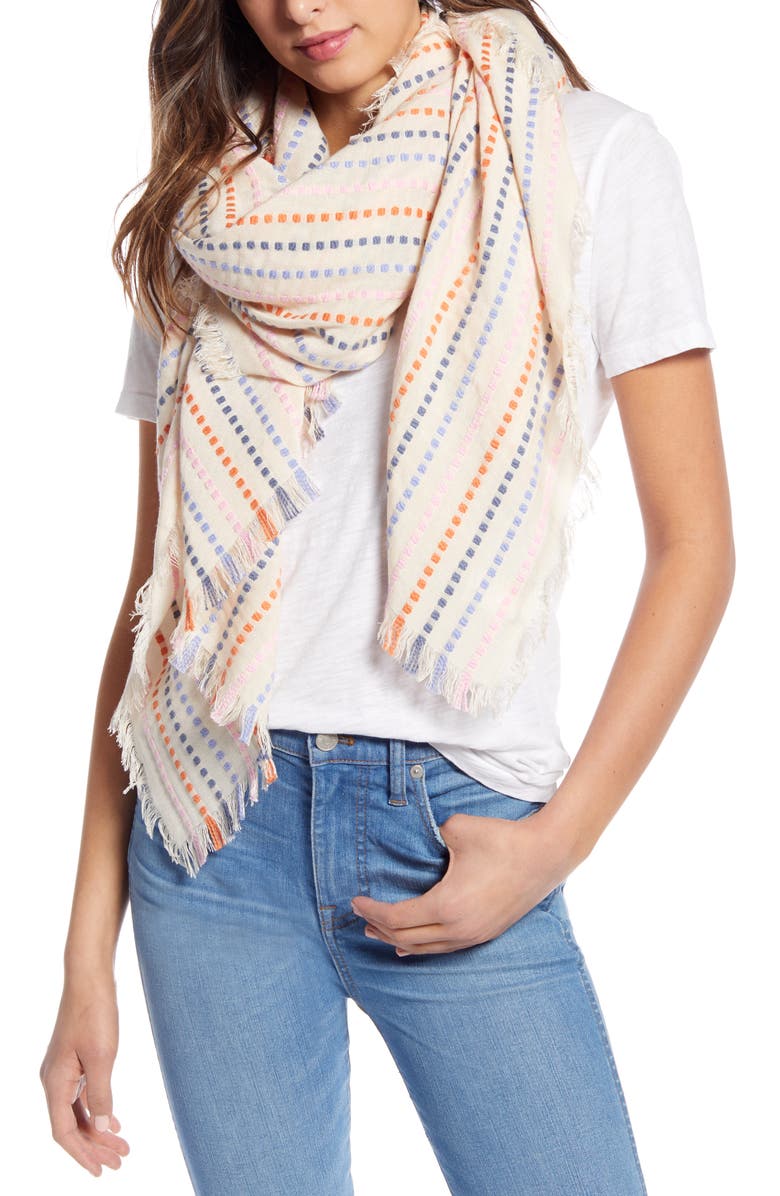 Madewell Stitched Rainbow Stripe Scarf, Main, color, 