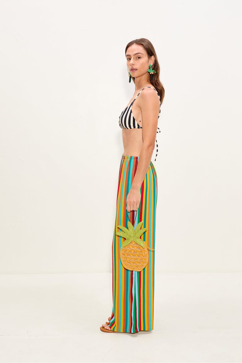 Nella Crepe Wide Leg Pant, Alternate, color, Vibrant Multi Stripe