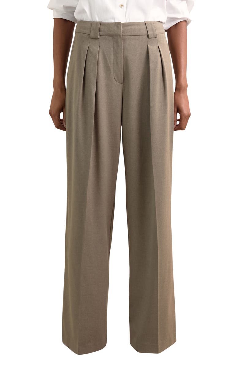 Reiss Poppie Pleat Front Wide Leg Pants, Main, color, Neutral