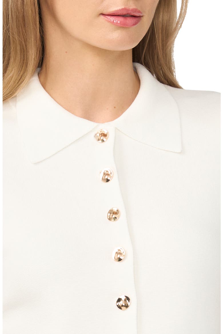 Eva Collar Peplum Short Sleeve Cardigan, Alternate, color, NEW IVORY