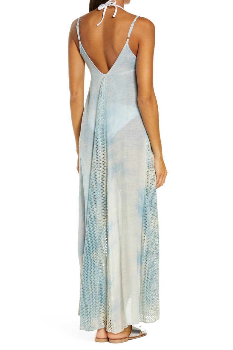Crochet Godet Cover-Up Maxi Dress, Alternate, color, BLUE TD