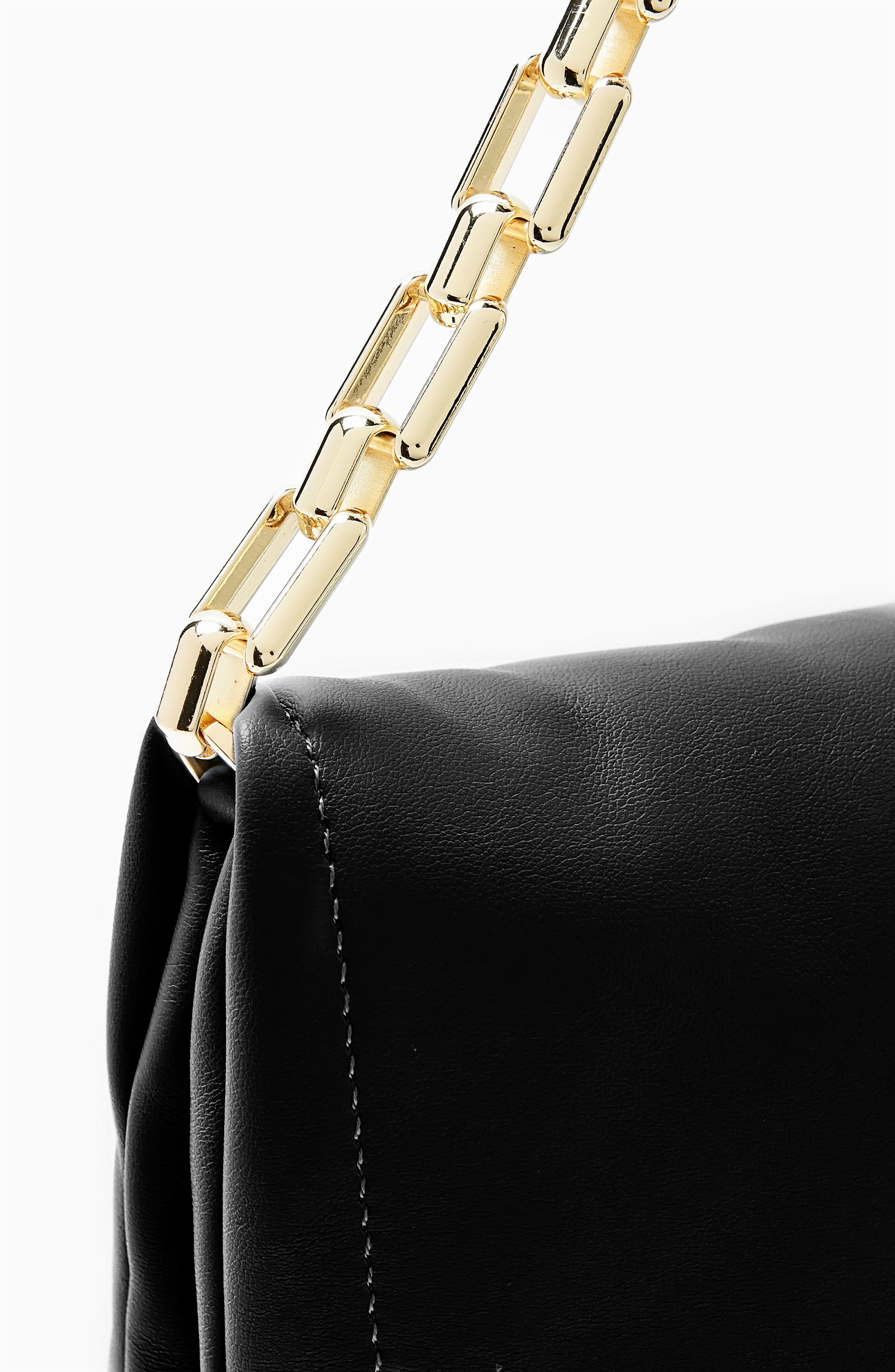 Topshop Puffa Faux Leather Handbag, Alternate, color, 