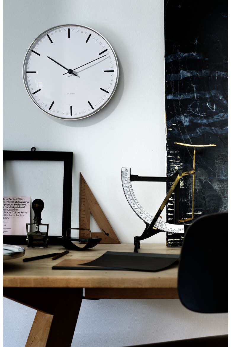 City Hall Wall Clock, Small, Alternate, color, White/Black