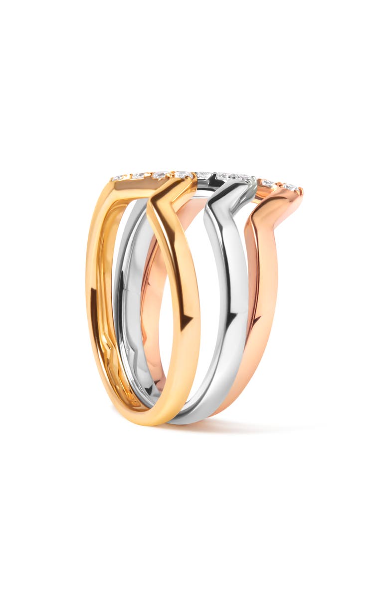 Haus of Brilliance 14K Gold 1/4 Cttw Diamond Chevron V Stackable Band Ring Set, Alternate, color, Yellow