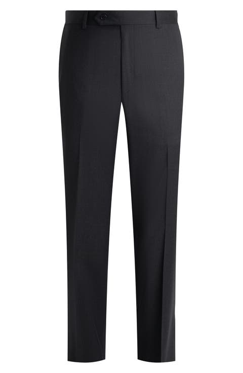 Flat Front Straight Leg Wool Dress Pants
