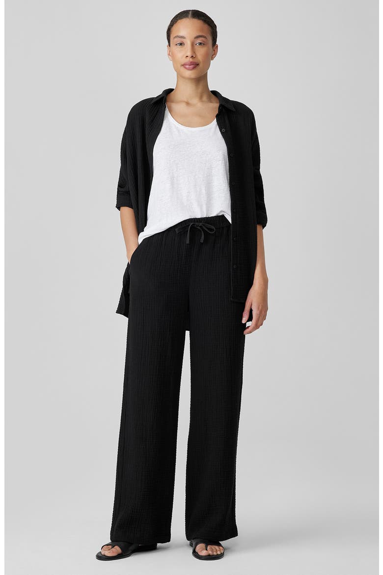 Organic Cotton Drawstring Straight Leg Pants, Alternate, color, BLACK