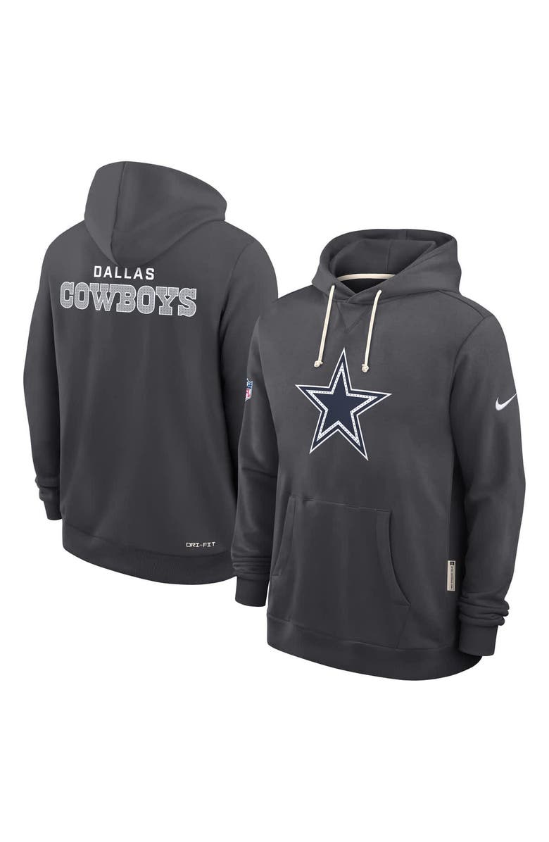 Nike Men's Nike Anthracite Dallas Cowboys Sideline Standard Issue Initial Home Dri-FIT Hoodie, Alternate, color, Anthracite