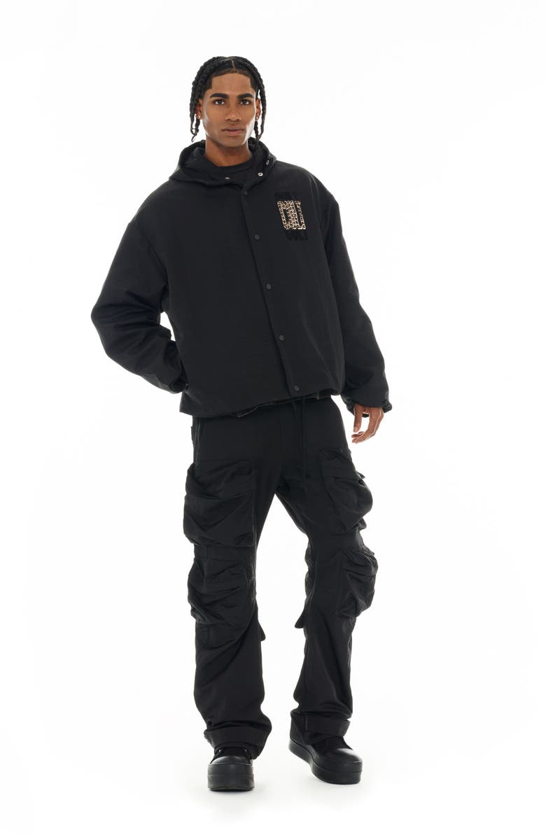 Cult of Individuality Oversize Coach's Jacket, Alternate, color, Black Nylon