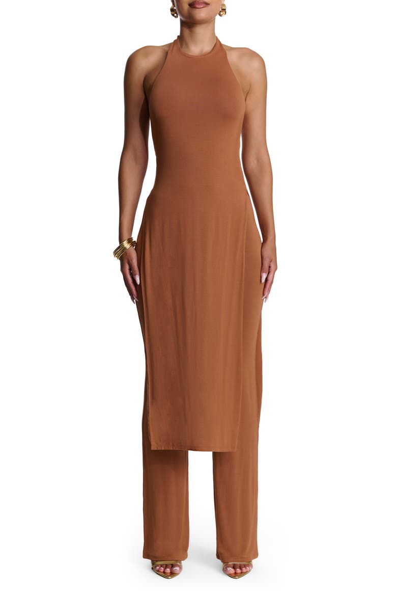 Longline Halter Tunic, Main, color, BROWN SUGAR