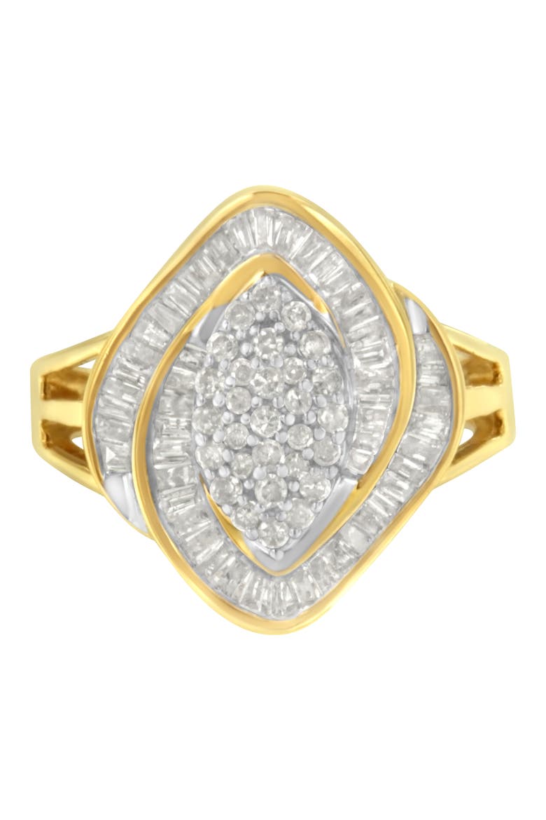 10K Yellow Gold 3/4 Cttw Diamond Cluster Ring, Main, color, Yellow Gold