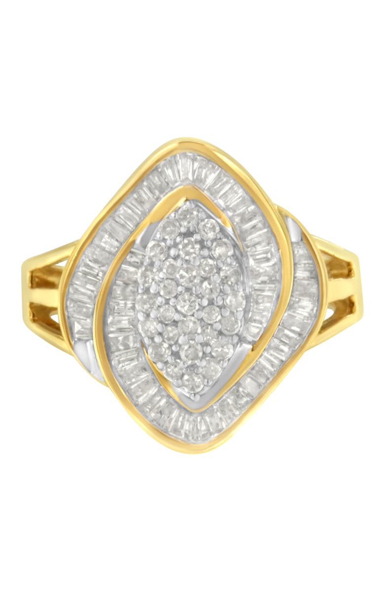 Haus of Brilliance 10K Yellow Gold 3/4 Cttw Diamond Cluster Ring, Main, color, Yellow Gold