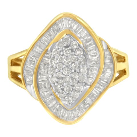 10K Yellow Gold 3/4 Cttw Diamond Cluster Ring