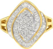 Haus of Brilliance 10K Yellow Gold 3/4 Cttw Diamond Cluster Ring