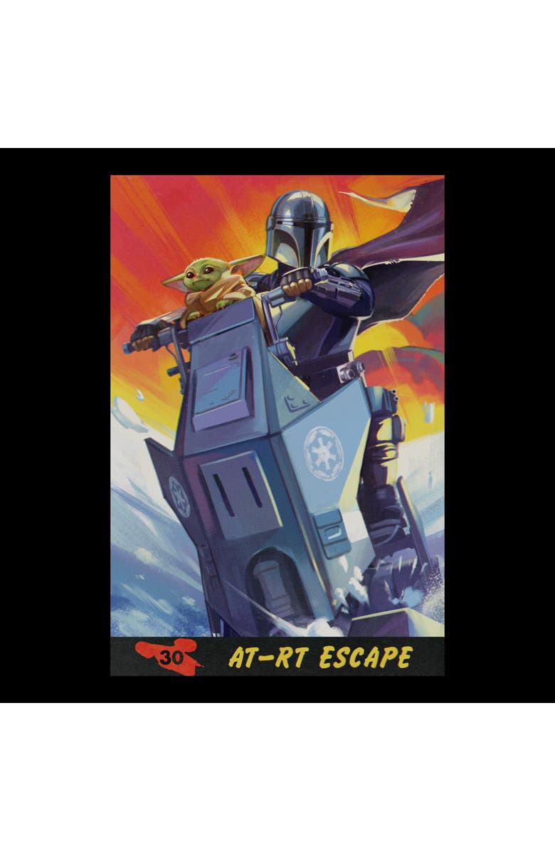 Star Wars: The Mandalorian and Grogu Men's Star Wars The Mandalorian and Grogu AT RT Escape Comic Art  Graphic T-Shirt, Alternate, color, Black