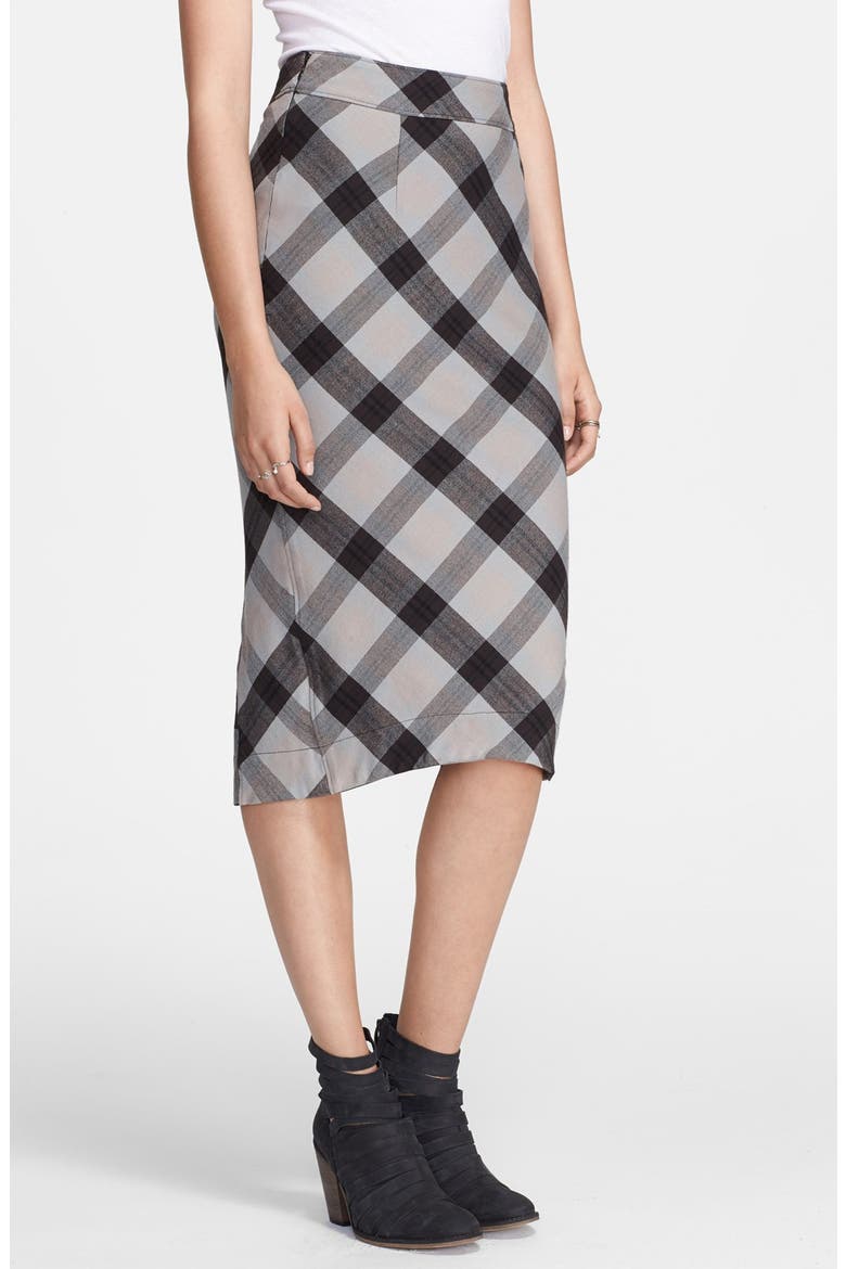 'Geometric Precision' Plaid Pencil Skirt, Main, color, WASHED BLACK COMBO