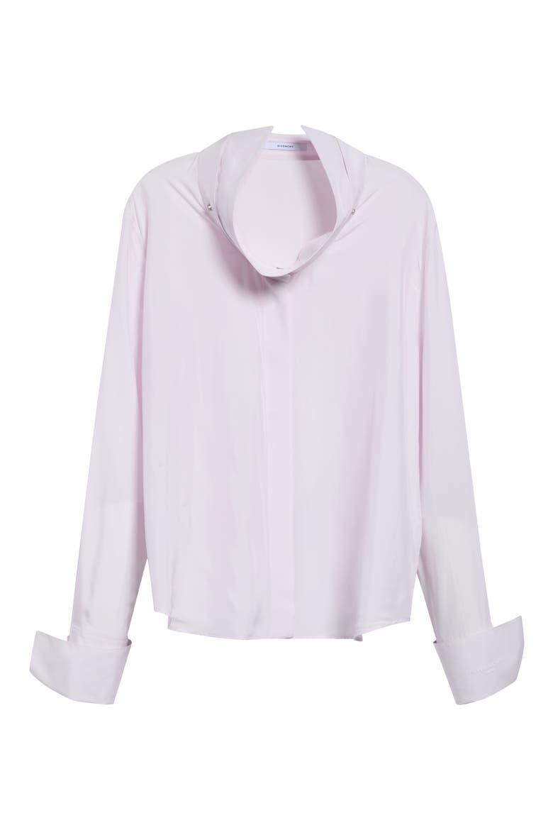 Deconstructed Collar Silk Shirt, Main, color, LIGHT PINK