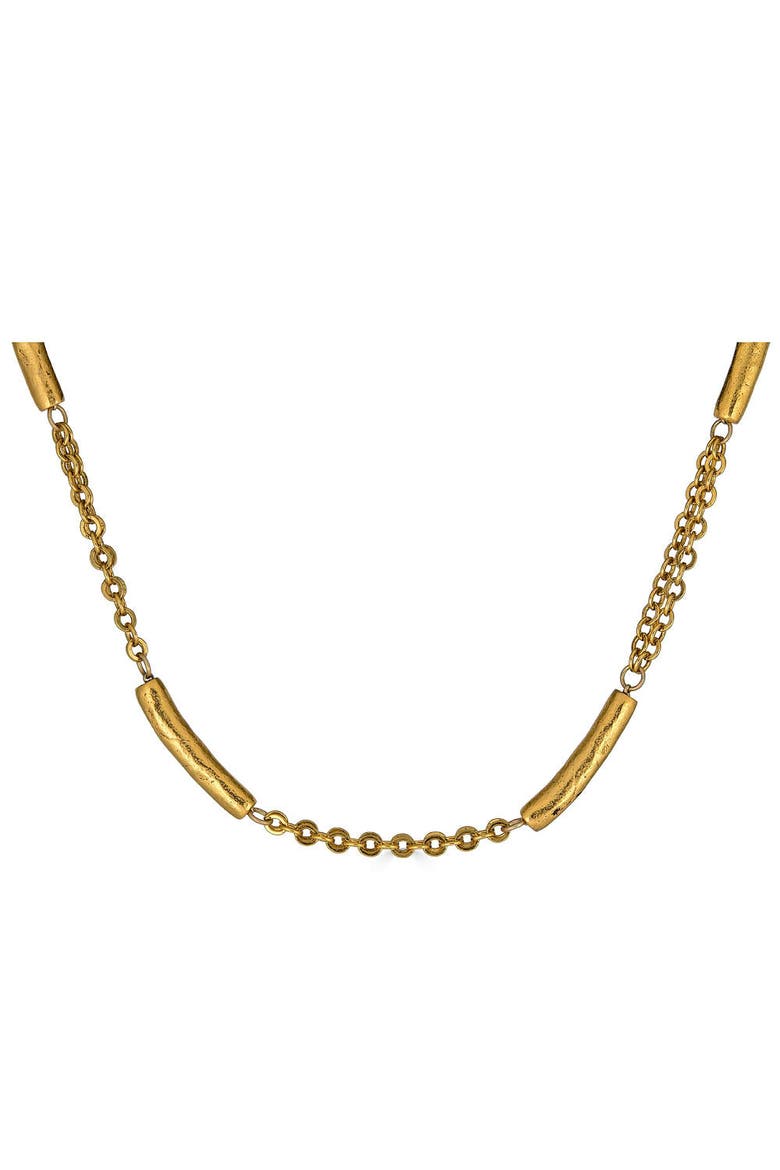 Tube Bead Station Necklace, Alternate, color, Gold