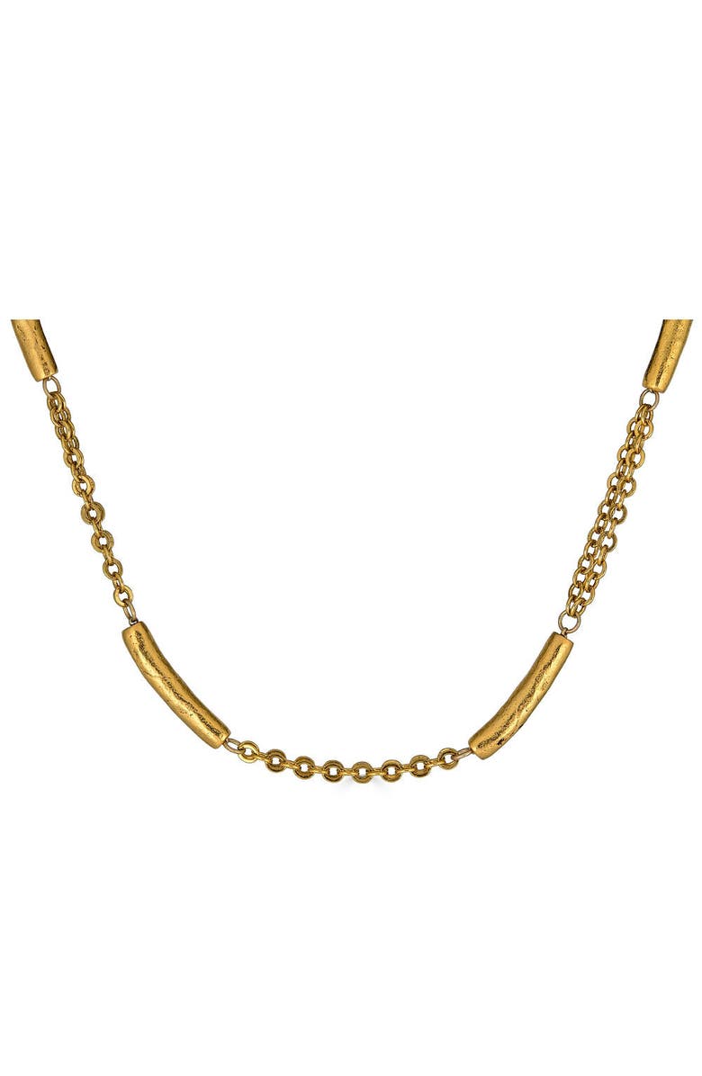 Loni Paul Jewelry Tube Bead Station Necklace, Alternate, color, Gold